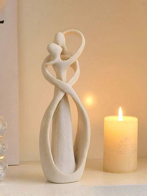 Estatua de escultura de enamorados en modo resina que se besan y se abrazan, figura decorativa de arena para el hogar, arte abstracto hecho a mano, figura de estatua de arena como decoración de escritorio y regalo de boda