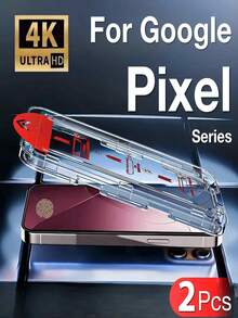 2 片超高清钢化玻璃，兼容 Pixel 10/Pixel 10 Pro/Pixel 10 Pro XL/Pixel 9/Pixel 9 Pro/Pixel 9 Pro XL/Pixel 8 Pro/Pixel 8a/Pixel 7/Pixel 7a/Pixel 6a，9H 钢化玻璃屏幕保护膜，一键粘贴，防刮，防指纹，亮面处理，适合手机壳 - 無色 - 查看 2
