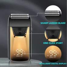 New Men's Double Blade Electric Shaver, Suitable For Shaving Head, Barber Use, Wireless Design, Professional Rechargeable Shaver/Trimmer, Super Close Shave - Gold - View 8