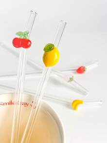 1/2/4 件/1/2 套可重复使用玻璃吸管，配有柠檬/樱桃/红草莓/粉红草莓水果饰物，适用于水杯，可爱弯曲透明吸管，配有清洁刷，适用于冷饮、奶茶、咖啡、果汁、冰沙、厨房、餐厅、鸡尾酒会、返校、送给女朋友/男朋友、父母、朋友的礼物、节日用品、万圣节、感恩节、圣诞节。 - 款式1 - 查看 7