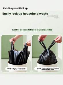 20/100/200 PCS 黑色带手柄垃圾袋，PE 材质，防漏防臭，一次性耐用垃圾袋，适用于厨房、客厅、卧室、浴室、卫生间、办公室 - 多用途塑料垃圾袋
