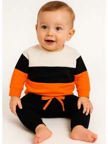 Winter Children's Sweatshirt Set For Boys - Naranja Quemada - Ver 2