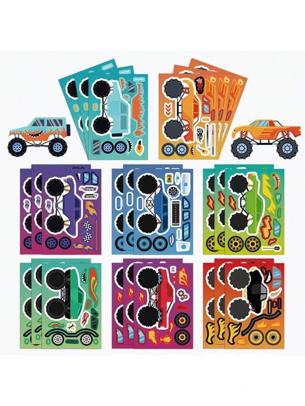SCXXBSW 8/16 Styles Of Original Cartoon Off-Road Vehicle Collage Stickers For DIY Hand Account And Mobile Phone Case Decoration