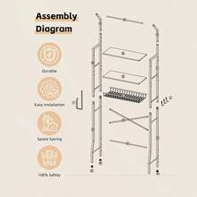 Over The Toilet Storage Cabinet, Over Toilet Bathroom Organizer 4-Tier Over Toilet Shelf Freestanding Space Saver Bathroom Shelves Above Toilet For Room, Black - 黑色 - 查看 3