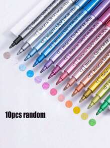 12pcs Metallic Pens - Gold, Silver And Copper, Suitable For Crafts, Signatures And Art Projects, Markers, Signature Pens, Paintbrushes, School Supplies, Back To School Stationery