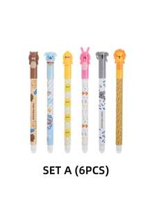 12 peças Canetas Gel com Cavalete de Animal Fofo, ponta de 0,5 mm, Lavável e Apagável, Cores Pastel com Designs Alegres - Ideal para uso em Escritório e Papelaria, Suprimentos de Escritório | Design Alegre | Suprimentos Escolares com Tinta Lavável, De Volta às Aulas