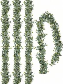 3 件，70 英寸/5.9 英尺人造桉树叶花环，适用于前门春季装饰、房间装饰、办公室派对、节日家居装饰、情人节、情人节婚礼、生日 - 綠色 - 查看 6