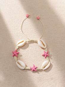 1pc Bohemian Style Beach Resort Shell Starfish Hand Woven Bracelet, A Simple Yet Stylish Summer Women's Bracelet, Suitable For Daily Wear, Giving Gifts To Friends, Etc. Available In Multiple Colors