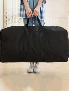 耐用拉链手提袋，适合搬家、旅行和宿舍使用 - 加固提手，尺寸：80x48x25厘米/31.49x18.89x9.84英寸，卧室用品，返校背包，学校及学习用品 - 黑色 - 查看 1