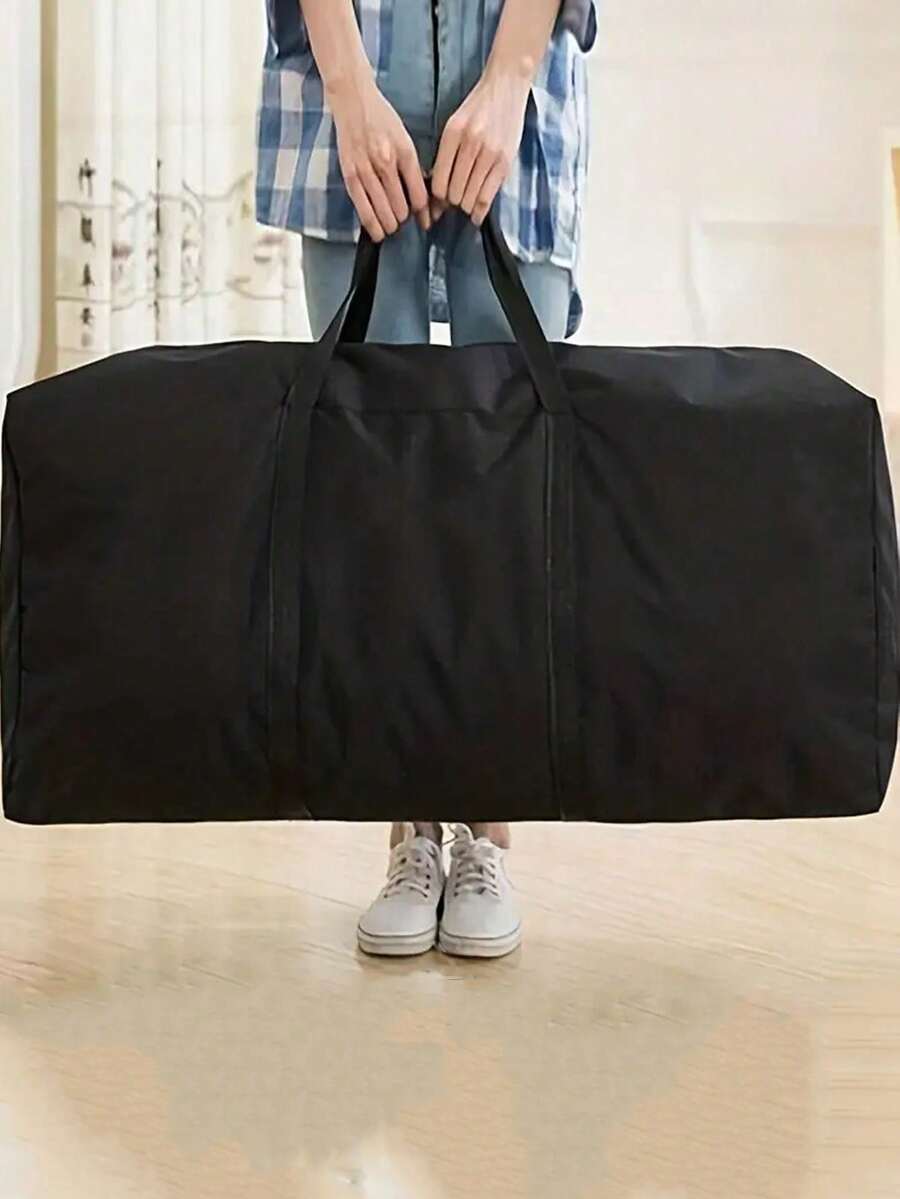 耐用拉链手提袋，适合搬家、旅行和宿舍使用 - 加固提手，尺寸：80x48x25厘米/31.49x18.89x9.84英寸，卧室用品，返校背包，学校及学习用品 - 黑色 - 查看 1