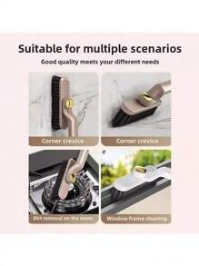 3/2/1 pieza Cepillo giratorio multifuncional para cocina y baño, cepillo de limpieza giratorio 2 en 1 - Plástico morado duradero, cerdas rígidas de 360°, descontaminación potente sin dañar las superficies, adiós a la grasa y el sarro persistentes, conector en forma de V, satisface diferentes necesidades de limpieza, adecuado para la limpieza de azulejos y juntas del baño, estufa, azulejos, vidrio, inodoro, fregadero Cepillo giratorio multifuncional para la limpieza de grietas en el baño