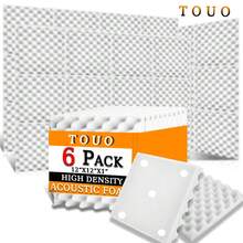 TOUO 6-48 块吸音泡沫板，8 种颜色蛋箱隔音垫，12 英寸 x 12 英寸 x 2 英寸/1 英寸，高密度吸音海绵，适用于工作室、房间、墙壁、天花板 - 彩色 - 查看 45