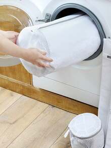 1 Piece Durable Honeycomb Mesh Bra, Underwear Laundry Bag With Zipper, Exquisite Underwear Care, Round Square Laundry Organizer, Laundry Bag, Suitable For Daily Home And Travel Use, Easy To Carry - White - View 4