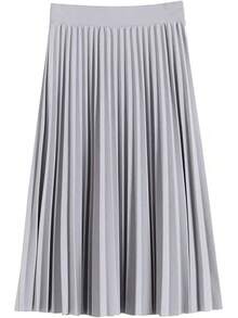 Women's High Waist Pleated Skirt A Line Swing Midi Skirt - 灰色的 - 查看 4