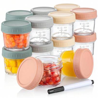 Pack Glass Storage Containers - Oz Storage Jars With Lids, Maker, Microwave, Dishwasher  Freezer