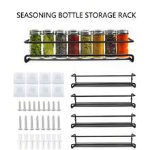 1 peça/2 peças/3 peças Estante de Temperos Montada na Parede, Organizador de Temperos para Cozinha Economizador de Espaço, Para Temperos, Pendurada com Parafuso ou Adesiva, Estante de Temperos de Parede Suspensa para Parede, Armário, Porta da Despensa