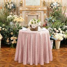 1pc Rose Gold Sequin Round Tablecloth 47-Inch, Party Table Cloth Suitable For Bridal Shower, Birthday, Wedding, Dessert, Banquet, Thanksgiving, Christmas - Multicolor - View 5