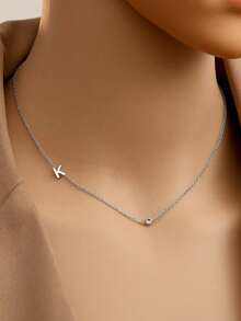 Tsnamer 1 件侧向首字母项链简约 26 个字母 A-Z 个性化名字颈链项链适合女士女孩搭配日常珠宝礼物 - 項鍊 - 查看 5