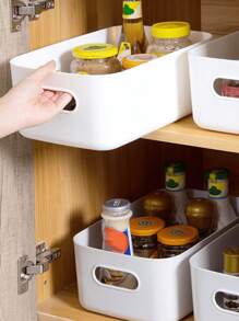 1pc/2set Refrigerator Storage Box, Clear Durable Storage Bin, Stackable Large Capacity Storage Bucket For Refrigerator, Freezer, Kitchen Cabinet, Pantry, Kitchen Storage Box And Cabinet, Kitchen Accessories,Fridge Organizer,Snack Box,Spice Containrs,Valentine's Day Back To School