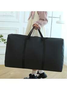 耐用拉链手提袋，适合搬家、旅行和宿舍使用 - 加固提手，尺寸：80x48x25厘米/31.49x18.89x9.84英寸，卧室用品，返校背包，学校及学习用品 - 黑色 - 查看 4