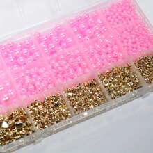 2160 peças/1080 peças de contas de acrílico de 3,5-10 mm, contas espaçadoras. Kit de confecção faça você mesmo com 15 grades, joias, enfeites e decoração. Contas decorativas. (Rosa claro, Rosa)