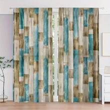 2pcs/Set Nordic Style Simple Wood Pattern Door Curtain, Lightweight And Ventilated, Suitable For Cozy Bedrooms, Chic Offices, Fashionable Kitchens, Warm Living Rooms, And Peaceful Study Rooms