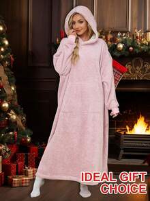 Snuggy Hooded Blanket For Adult, Wearable Blanket Hoodies For Women & Men Warm Cozy Sherpa Sweatshirt With Giant PocketHalloween Christmas New Year 2026 - 1 - 查看 4
