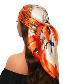 1 peça de cachecol moderno para todas as estações, cachecol quadrado estampado para mulheres, bandana feminina para uso diário, novo lenço de cabeça com proteção solar