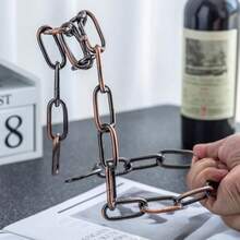 3pcs/2pcs/1pc Glass Vase With Wooden Base And Metal Chain, Luxury Trumpet Succulent Planter, Centerpiece For Modern Living Room, Home Decor Accessory, Hanging Wine Bottle Holder, Stainless Steel Wine Rack Novelty Home Kitchen Gift