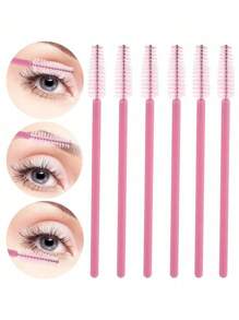 200 Kosmetiksets, 50 axiale rosa Wimperntusche Pinsel, 50 Lippenpinsel, 100 Mini Wattestäbchen, rosa Augen schwarze Wattestäbchen, Lippenpinsel, Kosmetikwerkzeuge