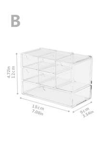 1 pieza Caja expositor de joyería transparente multinivel, organizador a prueba de polvo de gran capacidad para cajón o escritorio - transparente - Ver 3