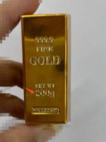 1 pièce Barre d'or factice Brique dorée créative Lingot d'or creux simulé Accessoire de film Cadeau de plaisanterie original Élément décoratif pour fête Jouet