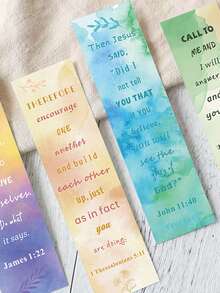 30 件圣经诗句书签阅读爱好者礼物日记本剪贴簿书籍装饰性可重复使用卡片书签，学校用品，返校 - 彩色 - 查看 9