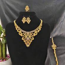 5pcs Middle Eastern Bridal Jewelry Set Necklace Earrings Ring Bracelet Accessory