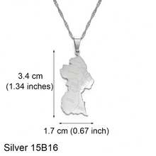 1 件圭亚那地图吊坠项链，适合女士女孩，不锈钢首饰 - 彩色 - 查看 15