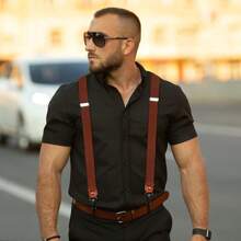 Men Braces For Trousers With 4 Strong Metal Clips, Y-Back 2cm Wide Heavy Duty Adjustable Elastic Suspenders For Men & Women