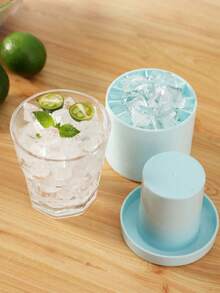 1 个便携式硅胶冰模，圆柱形 3D 制冰机冰块，易于拆卸的多隔间硅胶冰格和简单的桶设计，带盖，可重复使用的制冰机，适用于家庭、酒吧、俱乐部和户外夏季饮品，非常适合鸡尾酒和水果、厨房必需品、厨房配件、学校、大学、学生宿舍用品、国庆节、返校季 - 彩色 - 查看 6