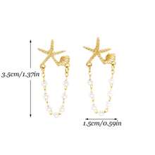 1 par de pendientes vintage de estilo playero con diseño de estrella de mar y concha con perlas falsas, diseño único con cuentas de estrella, adecuados para fiestas, regalos y uso diario