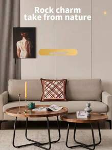 2pcs Set Suitable For Small Spaces Round Coffee Table Set - Modern Multifunctional Lift-Up Footstool With Storage, Minimalist Apartment Living Room Decor, 2pcs Nesting Tables (-Wood)