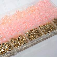 2160 peças/1080 peças de contas de acrílico de 3,5-10 mm, contas espaçadoras. Kit de confecção faça você mesmo com 15 grades, joias, enfeites e decoração. Contas decorativas. (Rosa claro, Rosa)