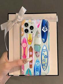 Funda para teléfono 1 pieza Impresión de tabla de surf de flores Compatible con 16/11/12/13/14/15/15pro/15 Plus/15 Promax/ X/Xs/ 11pro/12pro/13pro/14pro/ 11promax/ 12promax/ 13promax/14promax/1 4plus/16Pro /16plus /16promax S22/S23/S24 - Multicolor - Ver 6