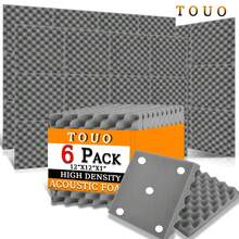 TOUO 6-48 块吸音泡沫板，8 种颜色蛋箱隔音垫，12 英寸 x 12 英寸 x 2 英寸/1 英寸，高密度吸音海绵，适用于工作室、房间、墙壁、天花板 - 彩色 - 查看 49