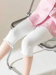 1/2/3 双女童可爱荷叶边针织紧身裤,有弹性,适合春、夏、秋季 - 彩色 - 查看 4