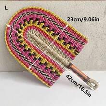 1 quạt treo tường bằng cỏ biển dệt tay 16,5 inch, quạt trang trí họa tiết Châu Phi, đồ trang trí tường nhiều màu sắc - Nhiều màu - Xem 25