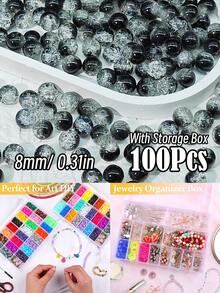 闪亮裂纹玻璃珠，破裂效果，尺寸为 10 毫米/0.39 英寸和 8 毫米/0.31 英寸。多色圆形珠子，用于 DIY 珠宝、手链、项链、耳环和手工艺品制作。