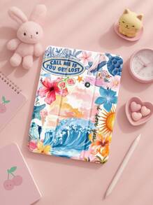 Beautiful Pink Heart Star Pattern Transparent Silicone Shock-Absorbing Bracket With Pen Slot, Suitable For Galaxy Tab A8 10.5, S6 Lite 10.4, S7/S8/S9Inch. It Supports Sleep Awakening As A Holiday Gift