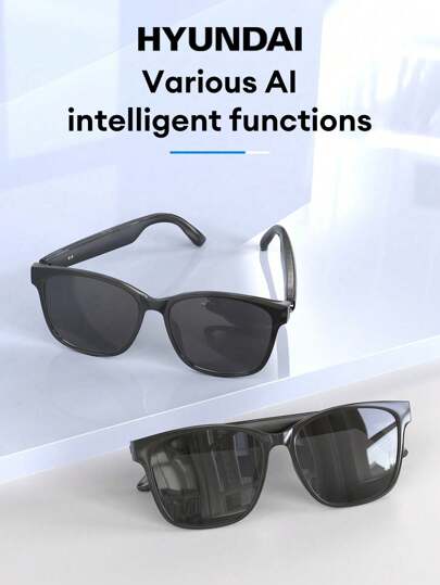  HYUNDAI HY-C8 AI Smart Glasses Bluetooth Earphones, Smart Translator, Cross-Language Communication Voice Assistant, Real-Time Translation, Meeting Records, Superb Battery Life, Low Latency Music & Calls, Wireless Glasses Earbuds For Business & Travel