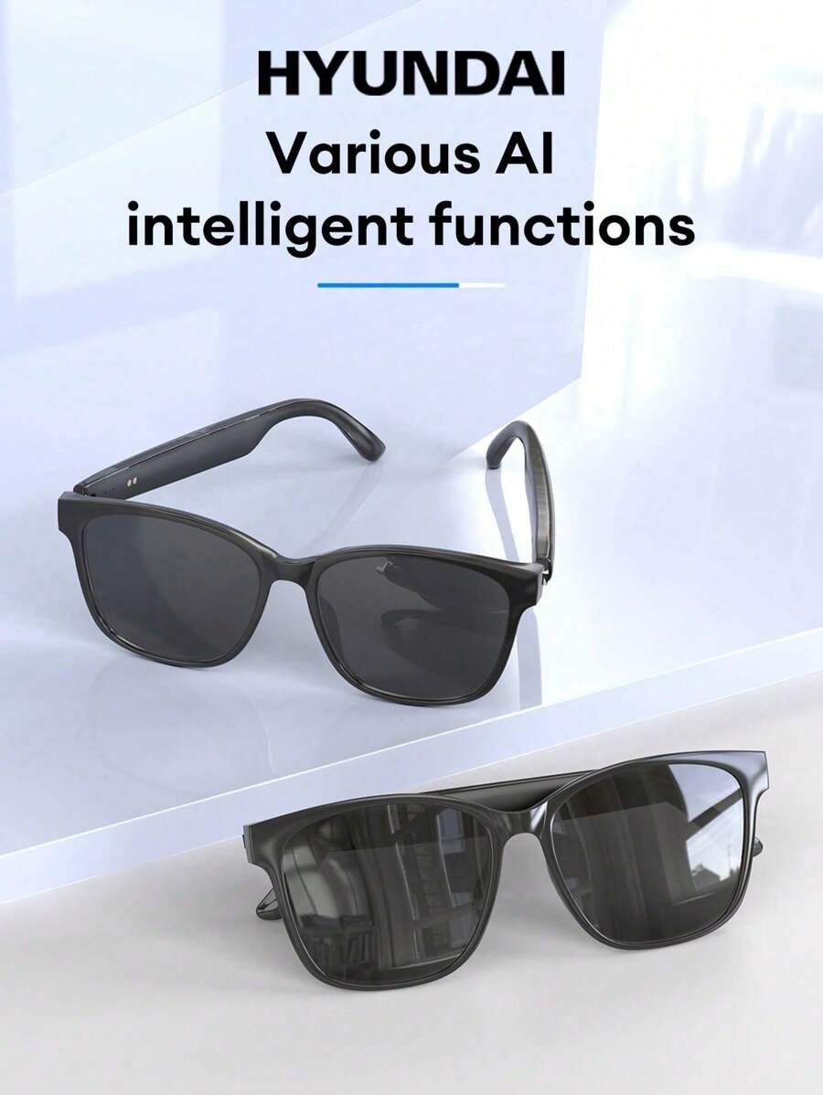 HYUNDAI HY-C8 AI Smart Glasses Bluetooth Earphones, Smart Translator, Cross-Language Communication Voice Assistant, Real-Time Translation, Meeting Records, Superb Battery Life, Low Latency Music & Calls, Wireless Glasses Earbuds For Business & Travel