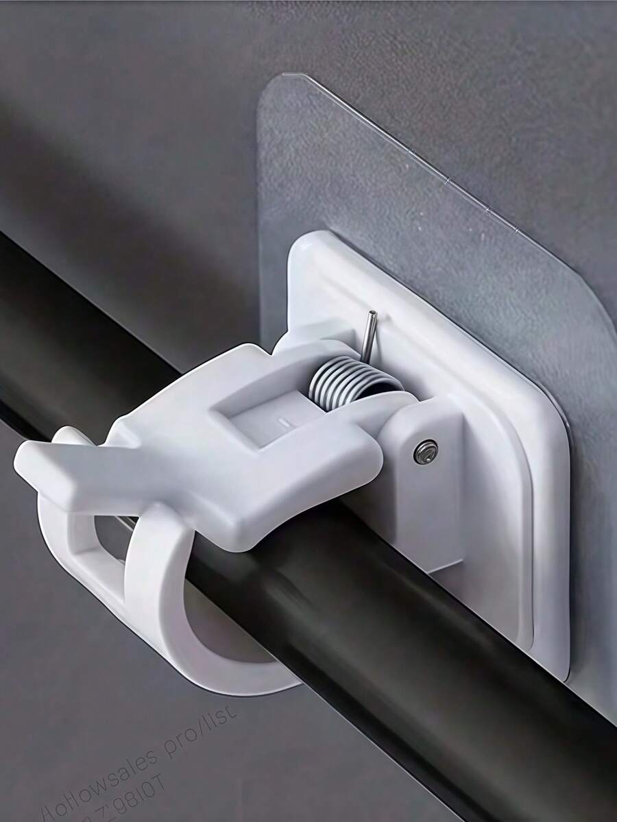 6 件套窗帘杆挂钩支架，多功能支架毛巾杆固定夹，无需钻孔粘合安装，适用于酒店和家庭使用，易于安装的窗帘挂钩夹