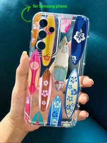 Funda para teléfono 1 pieza Impresión de tabla de surf de flores Compatible con 16/11/12/13/14/15/15pro/15 Plus/15 Promax/ X/Xs/ 11pro/12pro/13pro/14pro/ 11promax/ 12promax/ 13promax/14promax/1 4plus/16Pro /16plus /16promax S22/S23/S24 - Multicolor - Ver 5